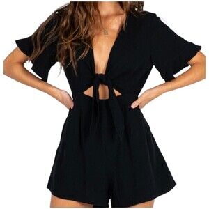 Princess Polly Black Tie-Front Romper